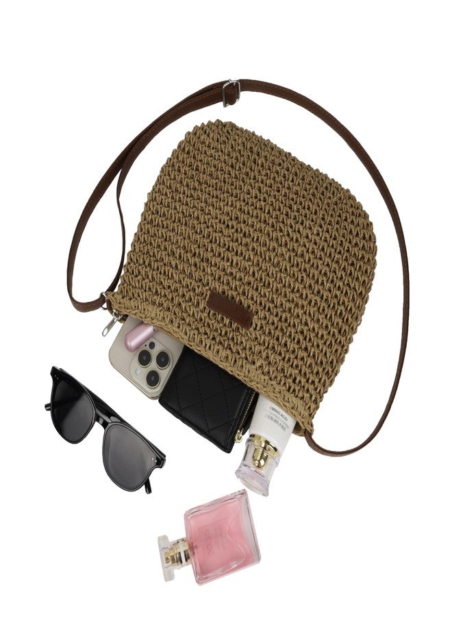 Youjaree Straw Crossbody Bag for Women Handmade Woven Beach Bag Vacation Shoulder Handbag Purse for Summer (Khaki) - Image 5