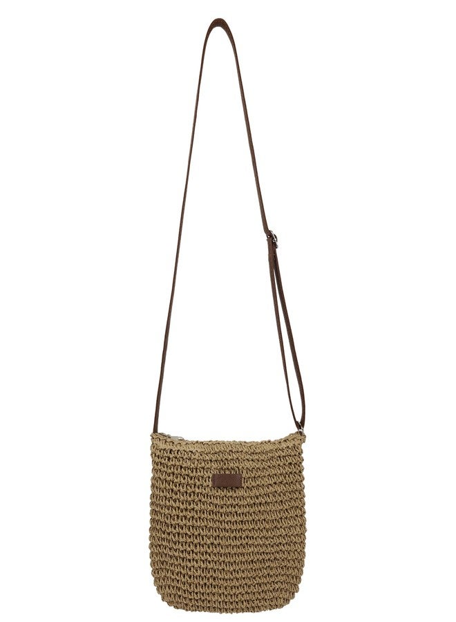Youjaree Straw Crossbody Bag for Women Handmade Woven Beach Bag Vacation Shoulder Handbag Purse for Summer (Khaki) - Image 1