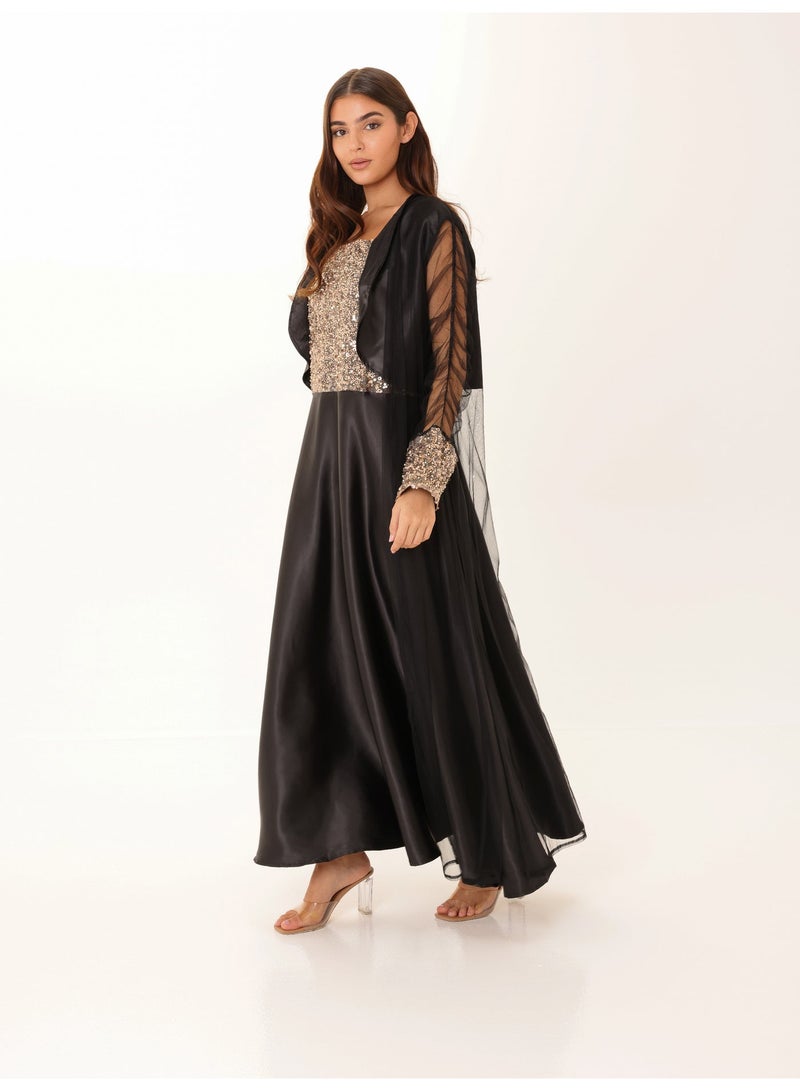 اكسا طقم أنيق من قطعتين بأكمام شفافة من الترتر - Image 2