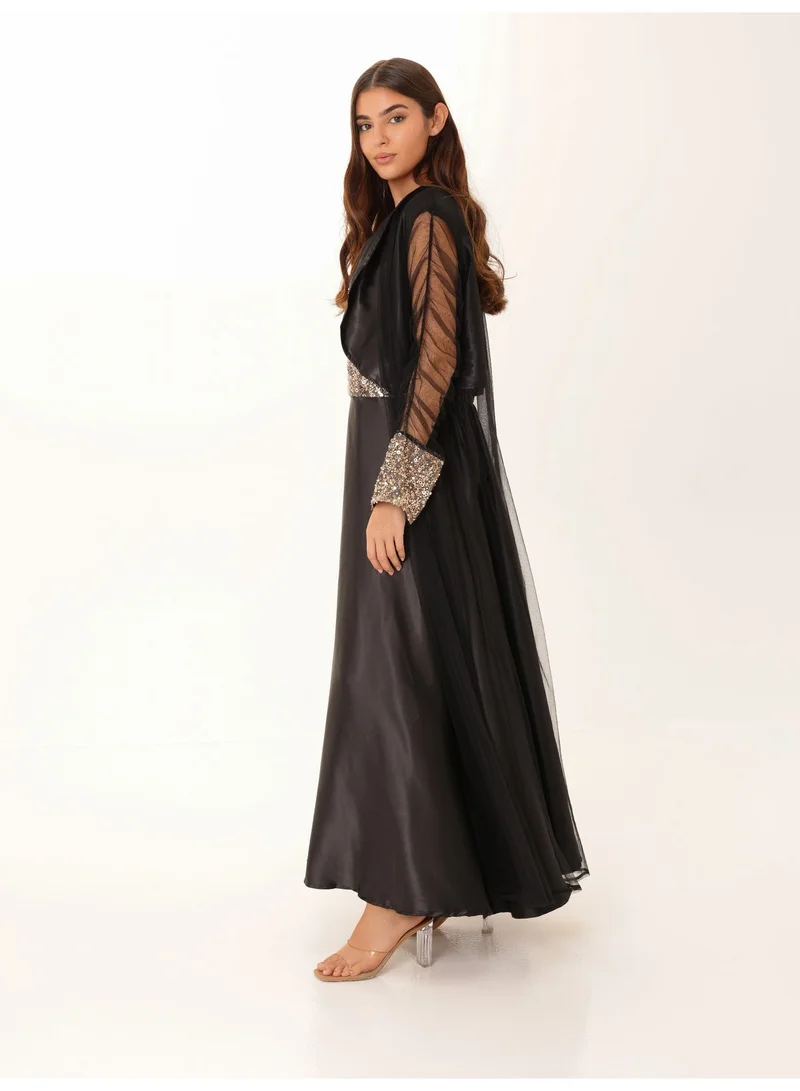 IKKXA  Sequin Elegance 2 Piece Sheer Sleeves Outfit for Women | Best Price UAE