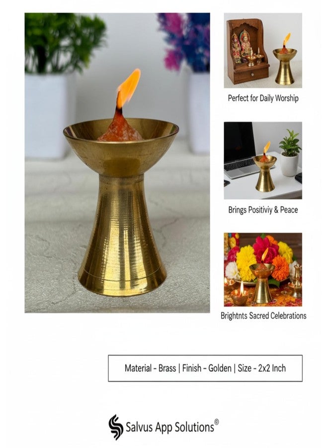Salvus APP SOLUTIONS Brass Kuber Deepak - Traditional Hindu Puja Lamp for Religious Home Decor and Diwali Decoration, Set of 3 (Golden_2x2 Inch) - Image 3