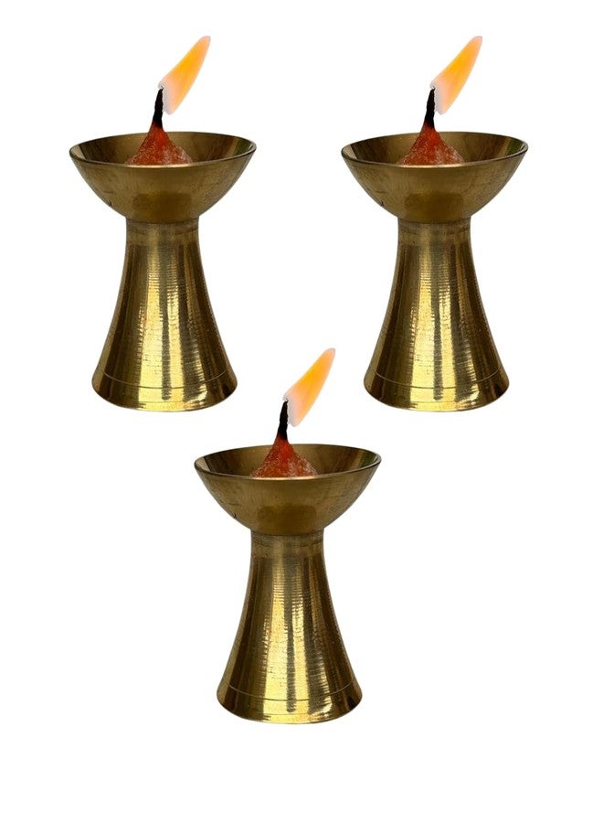 Salvus APP SOLUTIONS Brass Kuber Deepak - Traditional Hindu Puja Lamp for Religious Home Decor and Diwali Decoration, Set of 3 (Golden_2x2 Inch) - Image 1
