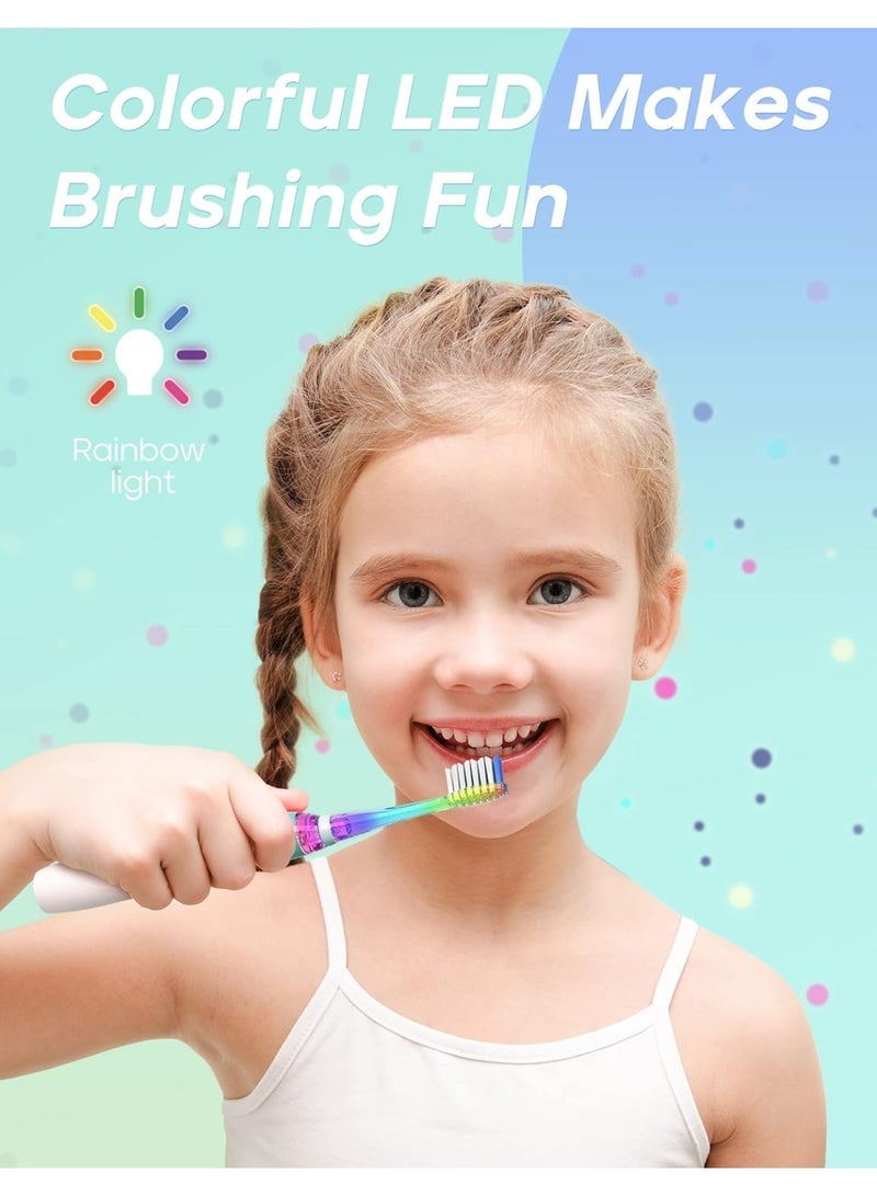 SEAGO Kids Electric Toothbrush with 2 Mins Brushing Timer and 4 Replacement Bursh Heads, Rainbow LED Light Make Brushing Fun, Green Color Boys Battery Powerd Toothbrush for 4-12 Years Old，SG-977 - Image 5