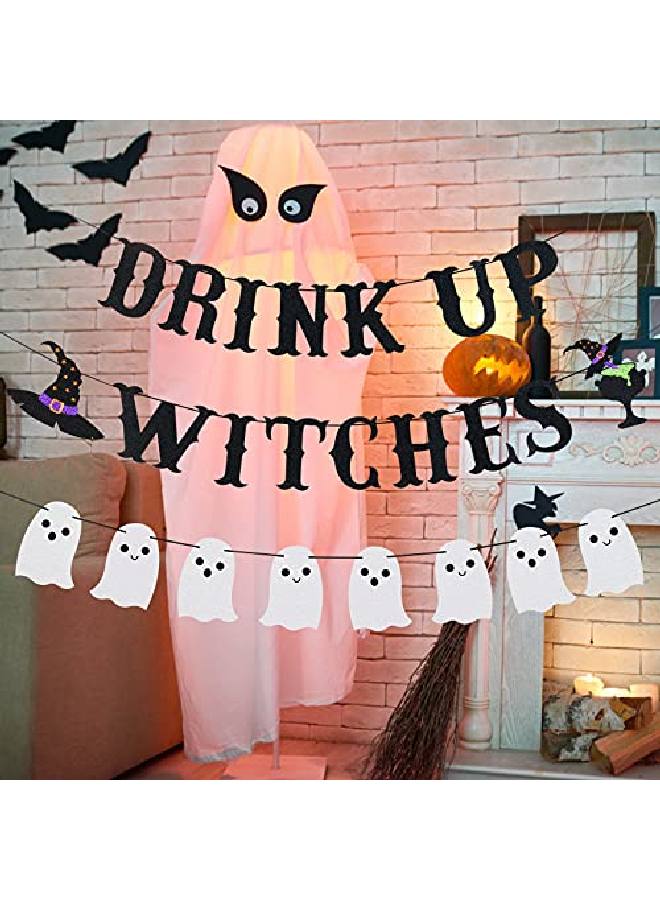 LeeSky Drink Up Witches Banner Black Glitter And Glitter Ghost Garland Drink Up Witches Decorationsghost Decorationshalloween Party Decorationshocus Pocus Party Decorationswitch Decorations - Image 2