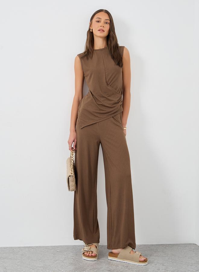 Styli Textured Ribbed Wide Leg Pants - Image 1