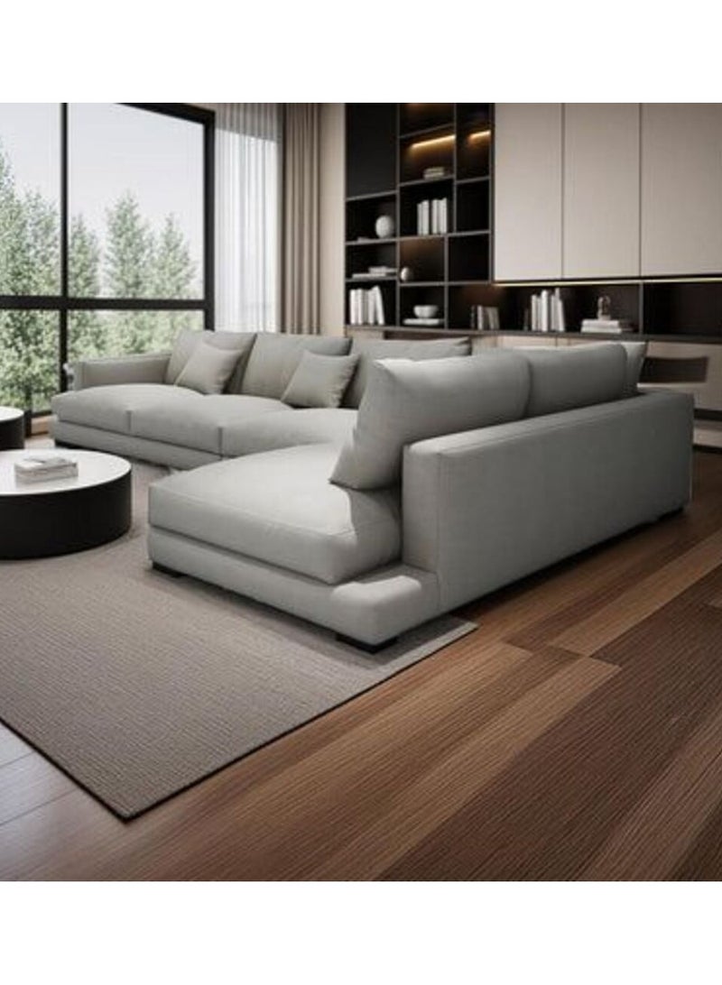 هوم جويز كنبة زاوية مودرن أواسيس - تصميم على شكل حرف L - كتان رمادي - Image 2
