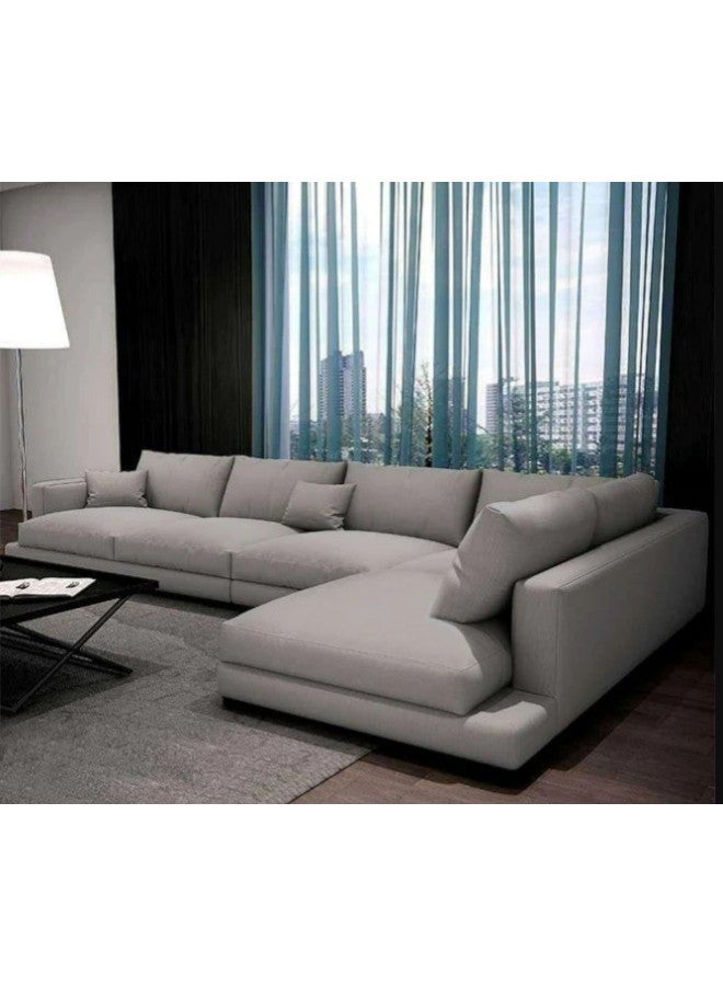 هوم جويز كنبة زاوية مودرن أواسيس - تصميم على شكل حرف L - كتان رمادي - Image 1