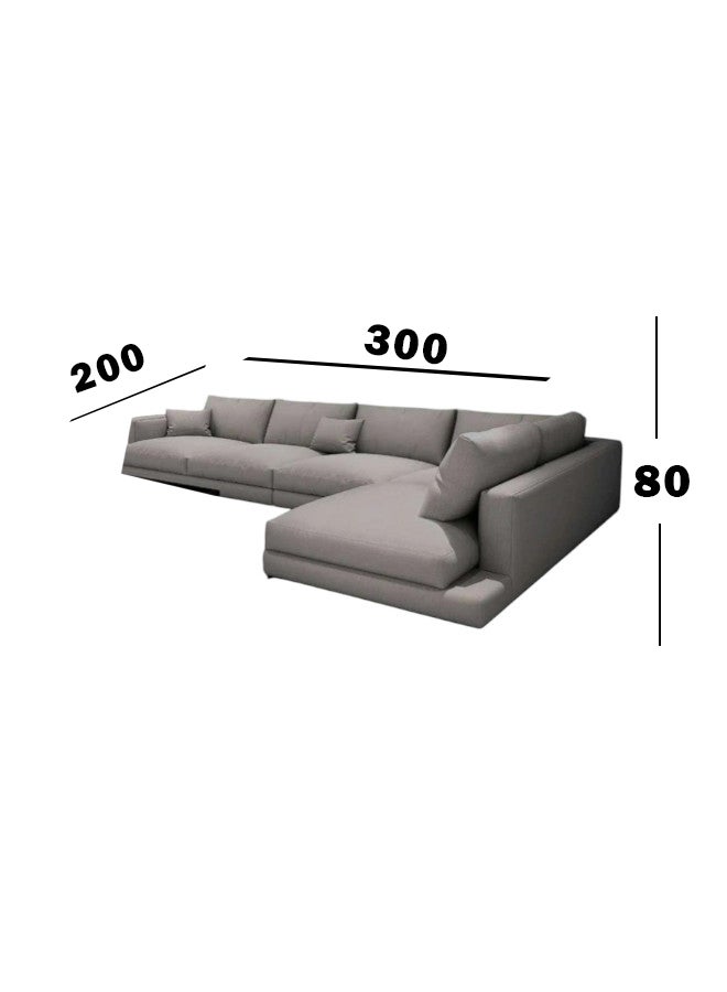 هوم جويز كنبة زاوية مودرن أواسيس - تصميم على شكل حرف L - كتان رمادي - Image 4