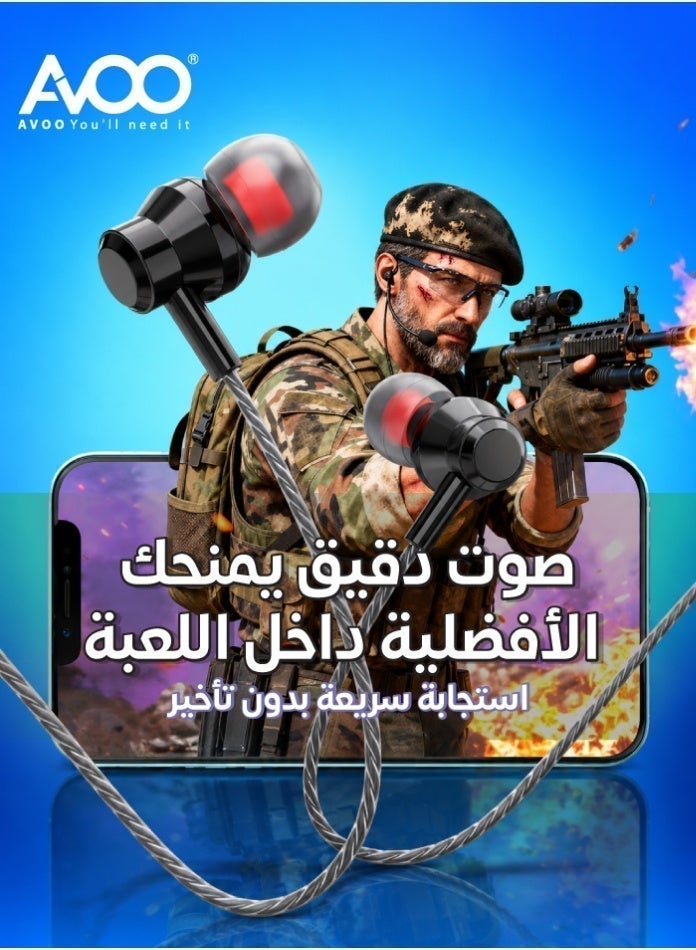 أفو سماعات أذن متوافقة مع هواتف iPhone 6 وSamsung مع منفذ AUX مقاس 3.5 ملم لتجربة صوت كلاسيكية مع عزل الضوضاء. - Image 3