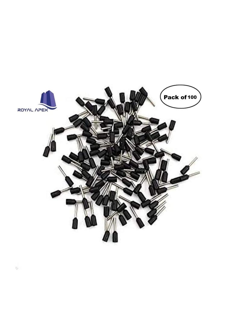 Generic Insulated Ferrules Terminal Block Cord End Wire Tubular Connector, Electrical Crimp Cable Lugs, Terminal Cable Crimp Cable Sleeve for Wire Connection (Pack of 100) (4mm -E4009, Black)  - Image 2
