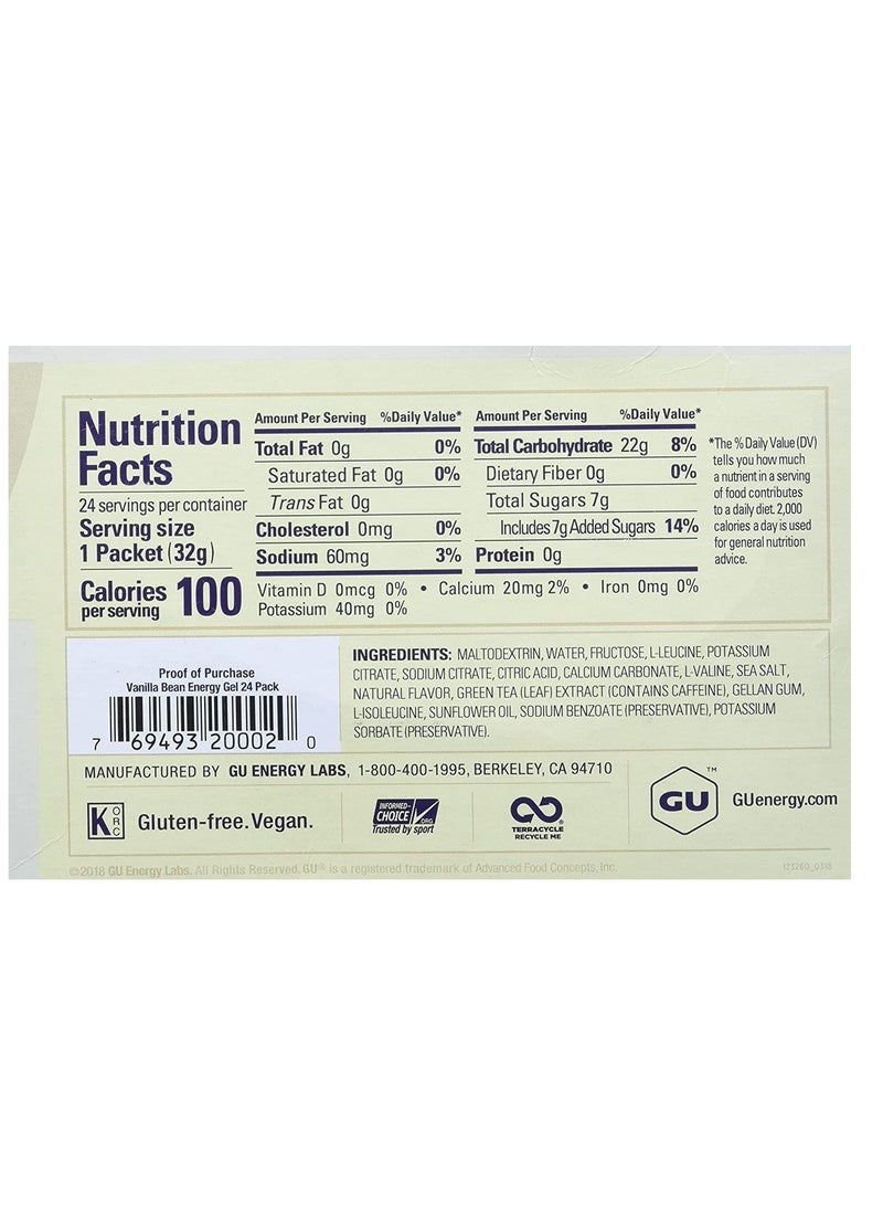 GU Energy Labs GU Energy Original Sports Nutrition Energy Gel (Vanilla Bean) 24 pieces - Image 3