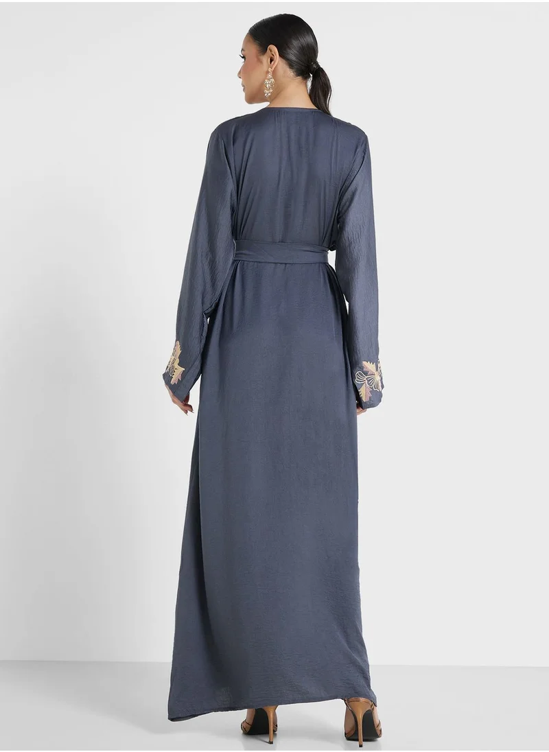 hayas closet Embroidered Belted Jalabiya
