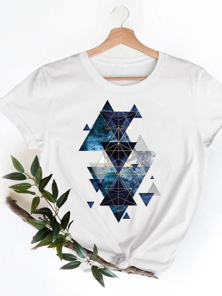 Yamagulia creative personality pattern round neck printed white T-shirt short sleeve women's wish/ - Image 1