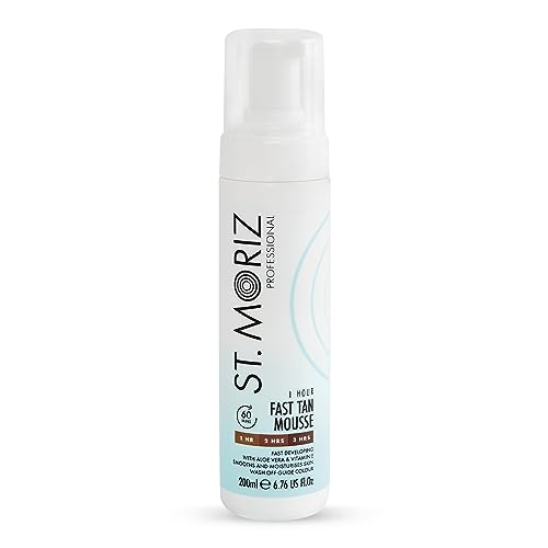 St Moriz Professional 1 Hour Fast Self Tanner Mousse, Light to Dark â€“ Instant, Express Self Tanner Foam for a Golden, Natural Looking Fake Tan with Aloe Vera & Vitamin E - Vegan (6.76 fl oz)