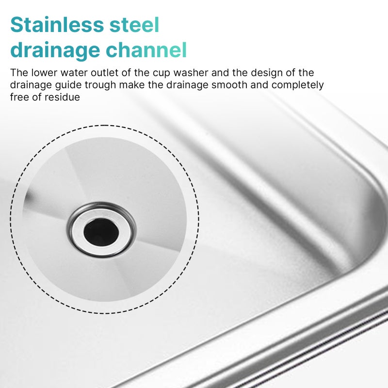 Stainless Steel Glass Rinser for Sink 304 No Power Required - Efficient Multi-angle Cleaning Bottle Washer for Kitchen Sink - Image 4