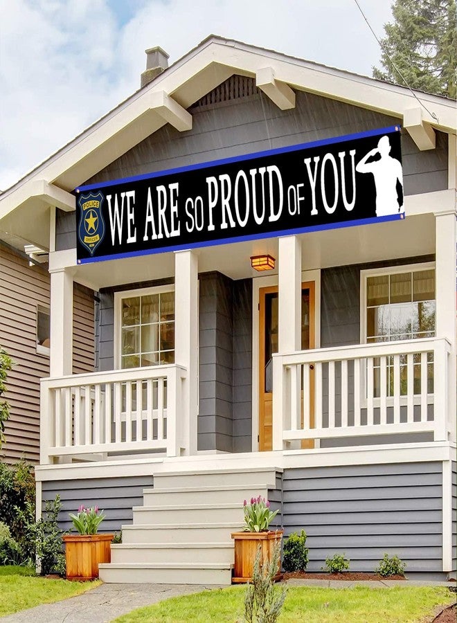 DodelyGz Police Theme We Are So Proud Of You Backdrop Banner,Police Retirement Party Birthday Party Decoration - Image 3
