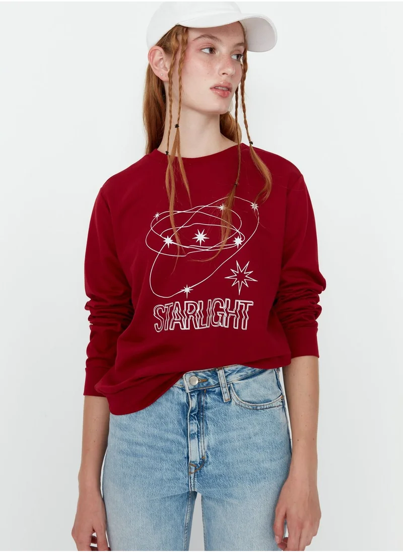 trendyol Printed Round Neck Sweatshirt