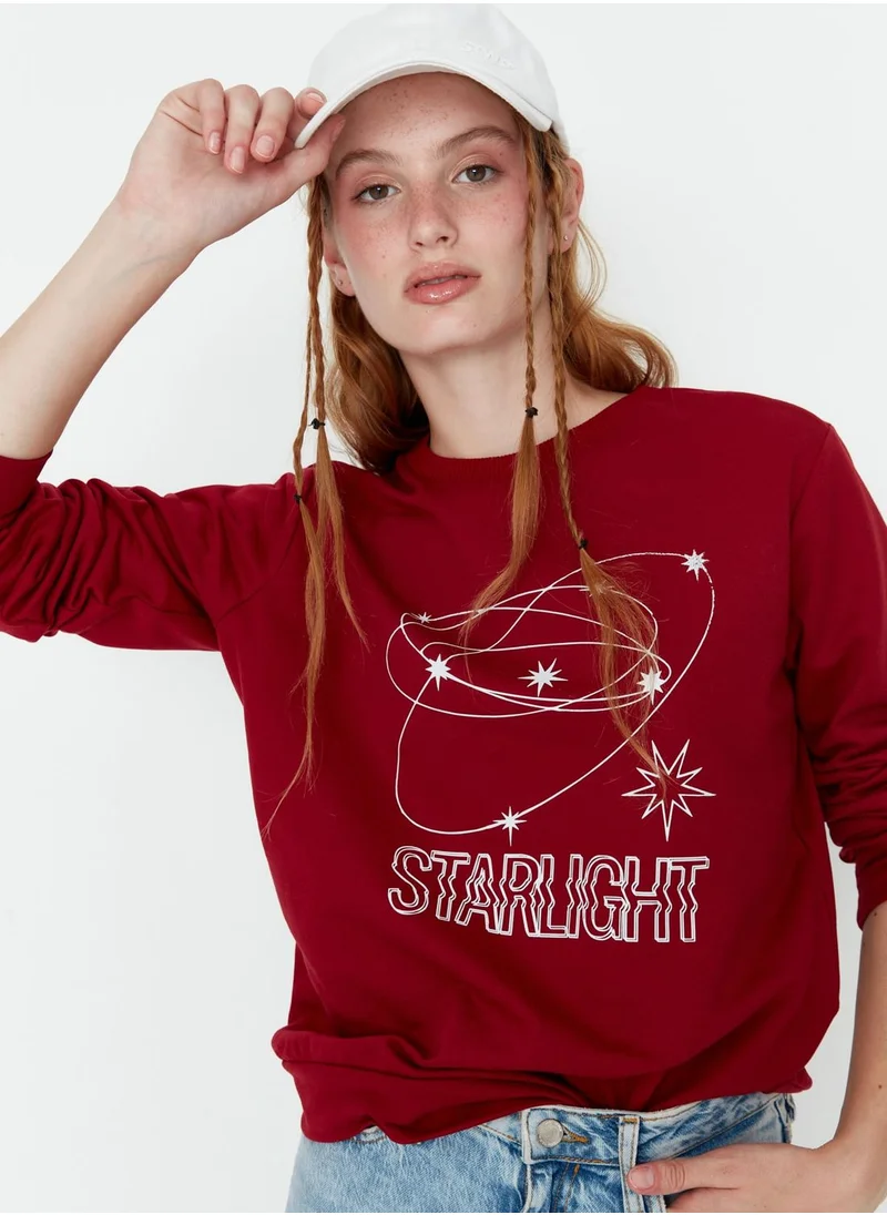 trendyol Printed Round Neck Sweatshirt