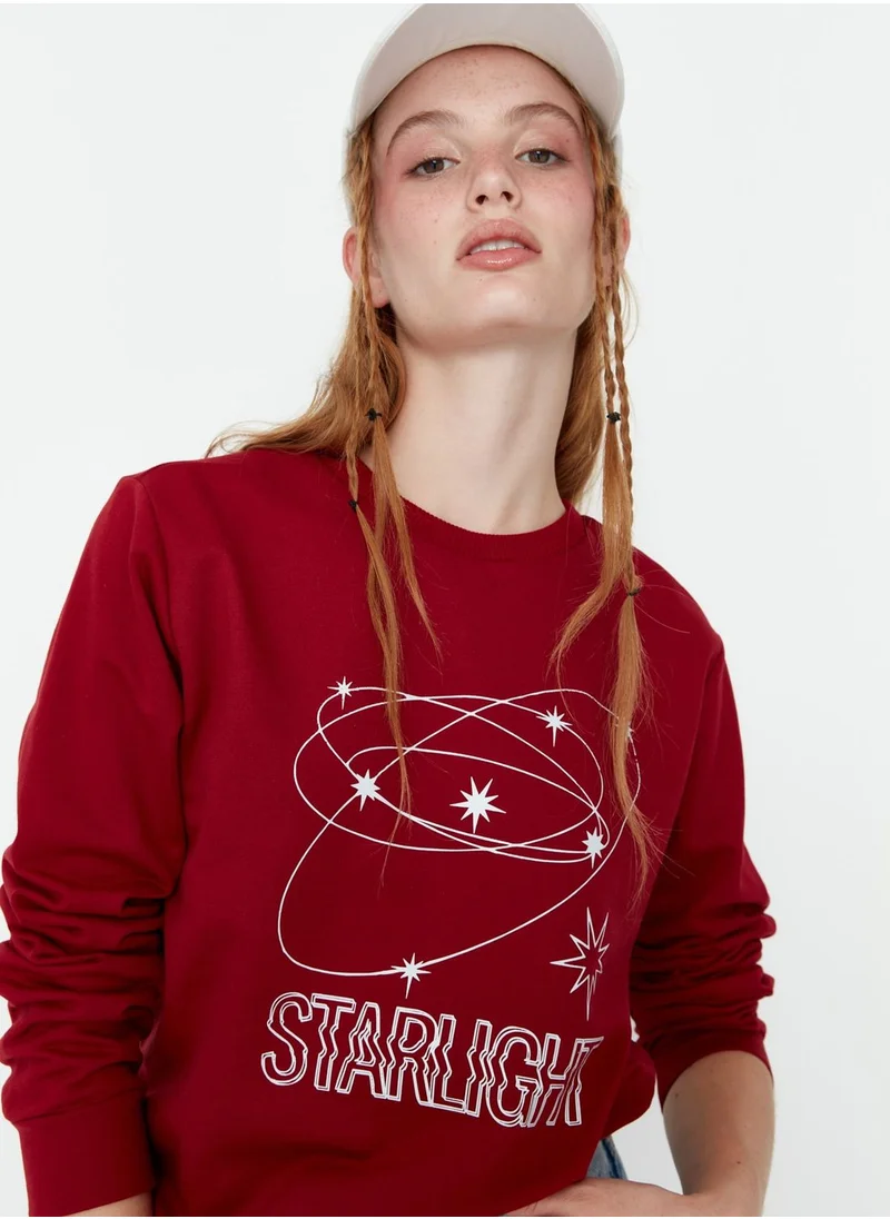trendyol Printed Round Neck Sweatshirt