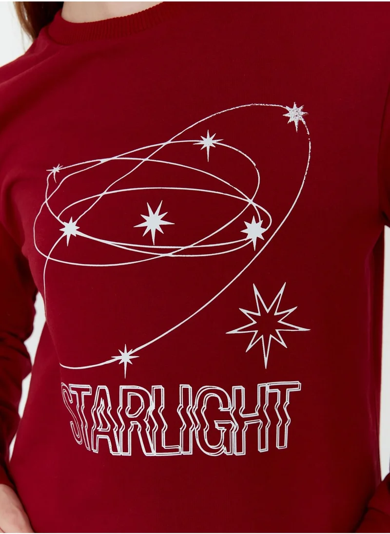 trendyol Printed Round Neck Sweatshirt