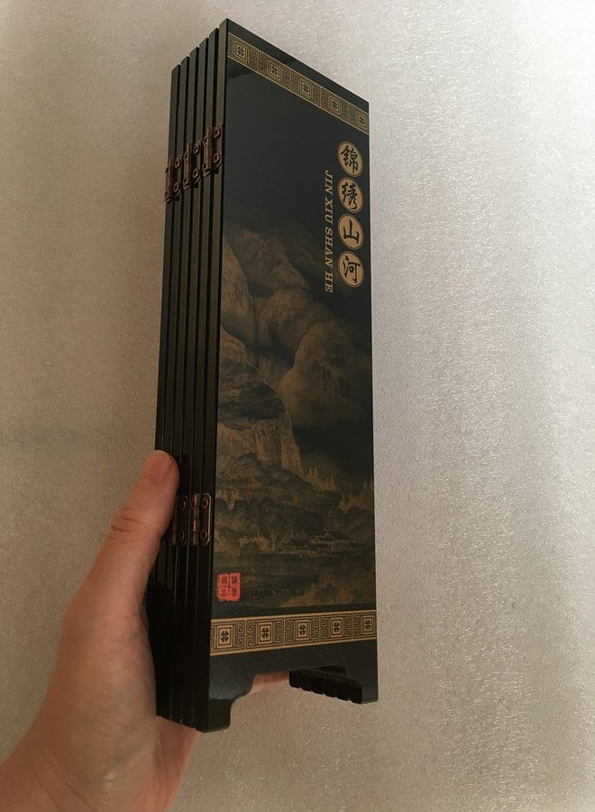 APERFECT ديكورات مثالية للمنزل، فاصل بستة ألواح، شاشة قابلة للطي صغيرة، أواني صينية مطلية بالورنيش، شاشة مكتبية صغيرة قابلة للطي، زينة فنغ شوي، هدية شرقية، هدية تجارية - Image 3