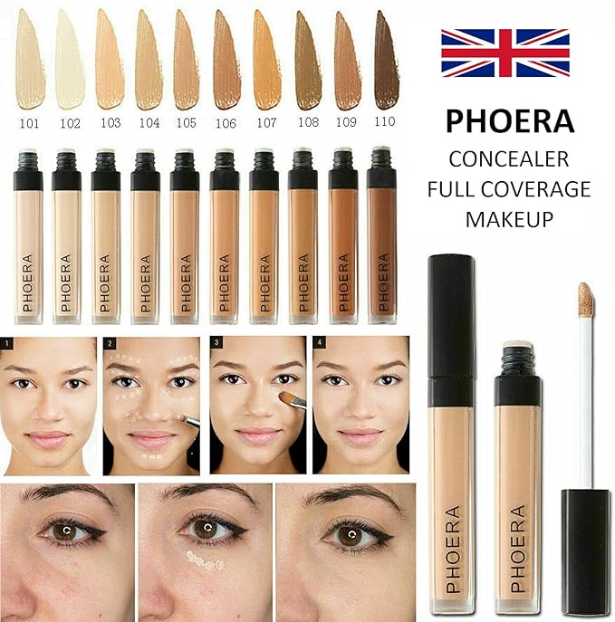 Phoera AQUAPURITY PHOERA Liquid Concealer Full Coverage Makeup Face Moisturizer Foundation Conceal Under Eye Dark Circles Cruelty Free 109 Hazelnut - Image 4