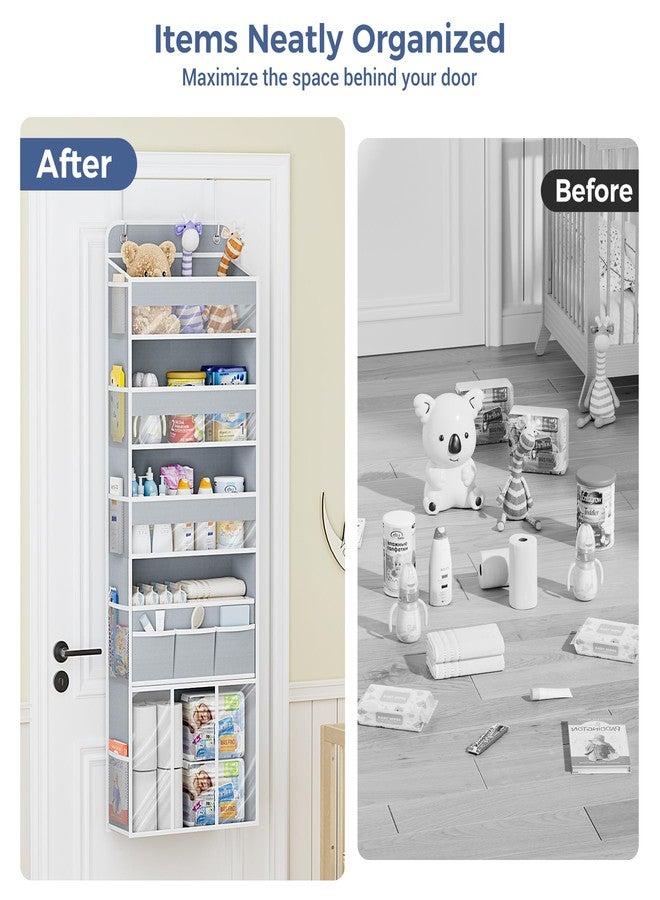 COOLBEBE Over the Door Organizer, 5-Shelf Door Organizer Hanging with 3 in 1 Movable Caddy, Heavy-Duty Behind the Door Storage for Nursery Bathroom Bedroom Closet and Baby Essentials (Grey) - Image 5