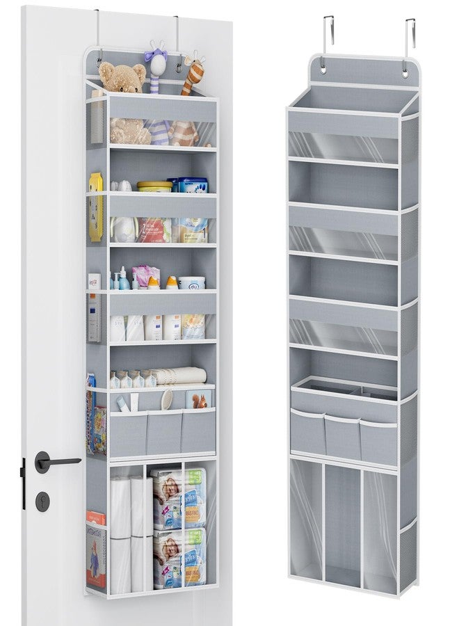 COOLBEBE Over the Door Organizer, 5-Shelf Door Organizer Hanging with 3 in 1 Movable Caddy, Heavy-Duty Behind the Door Storage for Nursery Bathroom Bedroom Closet and Baby Essentials (Grey) - Image 1