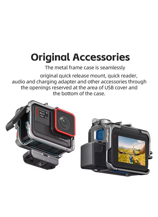 aMagisn AMAGISN Metal Frame Cage For Insta360 Ace Pro2 Metal Protective Housing Case Black  - Image 3