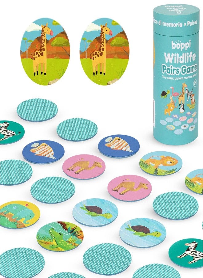 boppi Pairs Memory Game/Matching Game for Toddlers - Engaging Educational/Montessori Memory Matching Game for Kids Age 3 and Up - Wildlife - Image 1