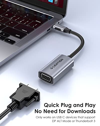 LENTION USB C to VGA Adapter,Type C to VGA Monitor Converter Compatible 2023-2016 MacBook Pro 13/15/16,New iPad/Surface/Mac Air,Surface,iPad,Chromebook,Dell XPS,Phone,More(CU606,Gray) - Image 3