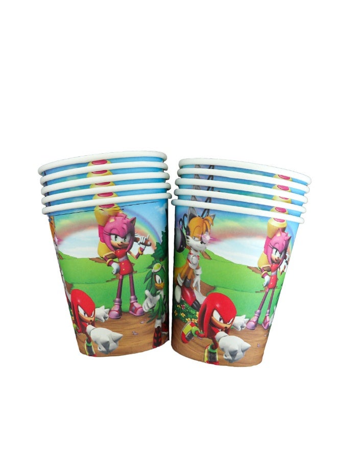 مجموعة أدوات المائدة لحفلة سونيك القنفذ، أطباق ورقية، مناديل، أكواب، مفارش طاولة، أدوات مائدة رياضية لعشرة ضيوف، ديكورات حفلات - Image 5