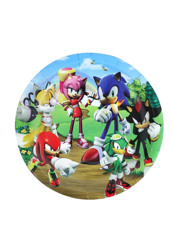 مجموعة أدوات المائدة لحفلة سونيك القنفذ، أطباق ورقية، مناديل، أكواب، مفارش طاولة، أدوات مائدة رياضية لعشرة ضيوف، ديكورات حفلات - Image 3