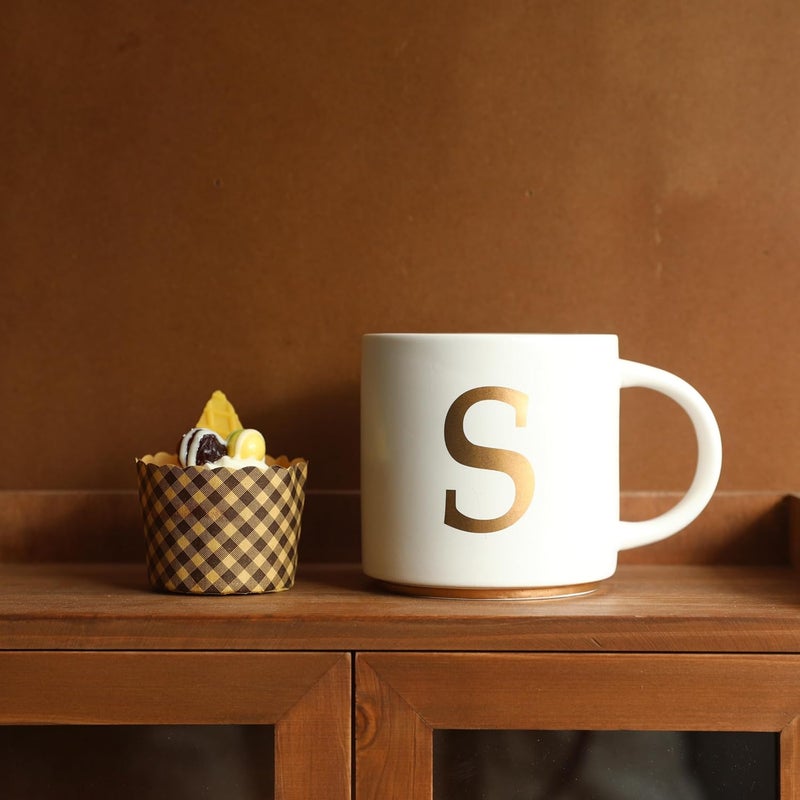COLLECTIVE HOME  Monogram Ceramic Mugs 15 oz Golden Initial Coffee Cups Elegant Alphabet Tea Mugs Elegant Personalized Mug with Gift Box Unique Mug with Double Side Capital Letter S - Image 4