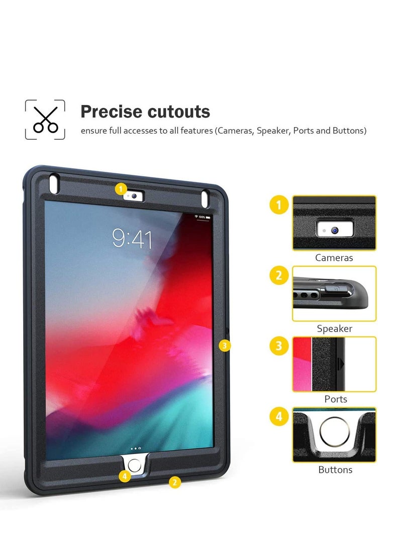 Rugged Case For Apple iPad 9.7 Inch A1822 A1823 6th Generation Shockproof With Kickstand Pencil Holder Cover Black