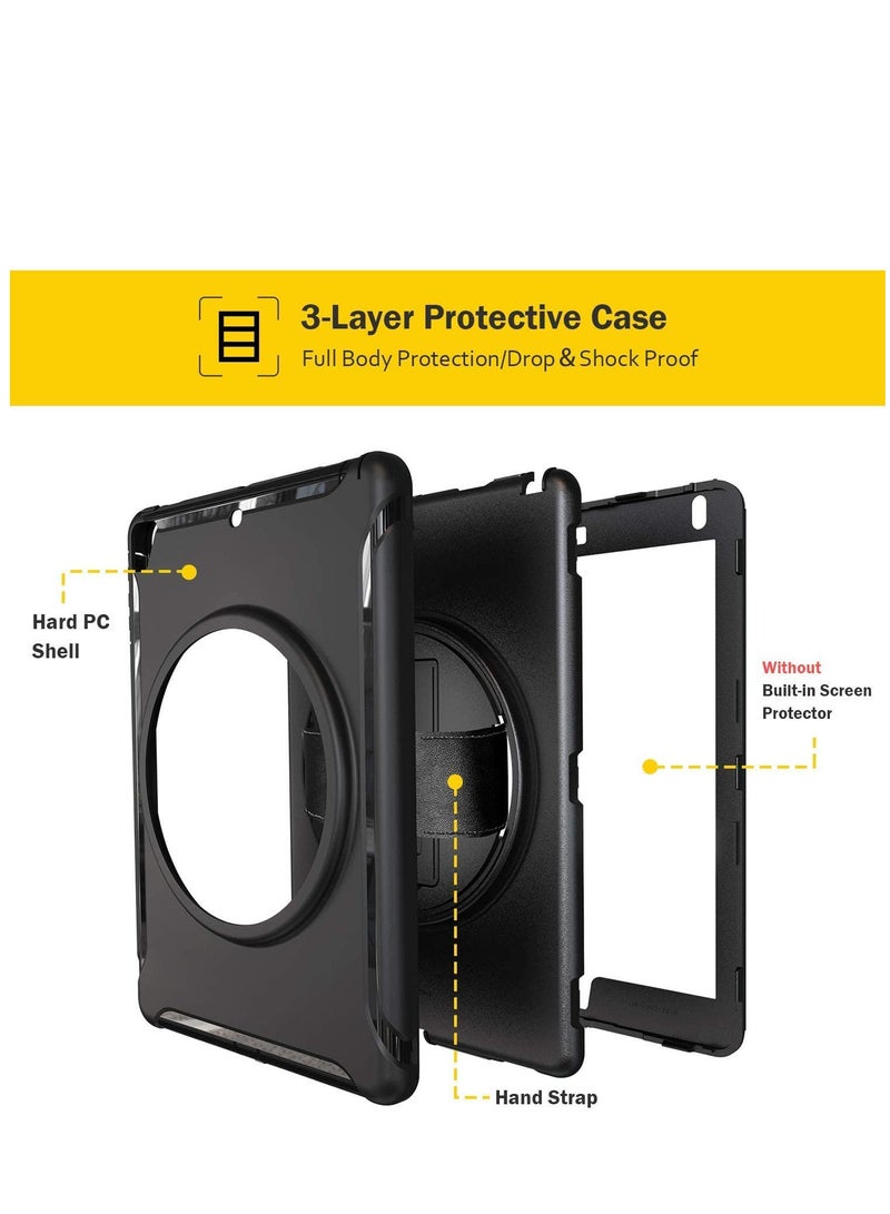 Rugged Case For Apple iPad 9.7 Inch A1822 A1823 6th Generation Shockproof With Kickstand Pencil Holder Cover Black
