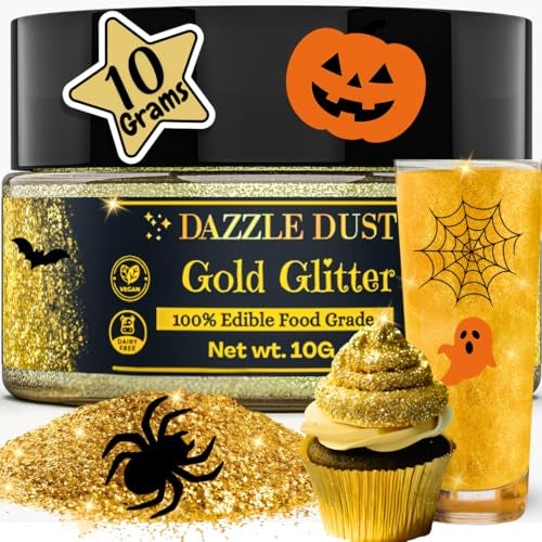 Dazzle Dust Edible Glitter Sprinkles for Cake Decorating, Drinks, Cookie, Icing, Dessert Decorations, Sparkly Luster, Food-Grade, Vegan, Gluten Free, Kosher, Bulk 10g, Gold - Image 1