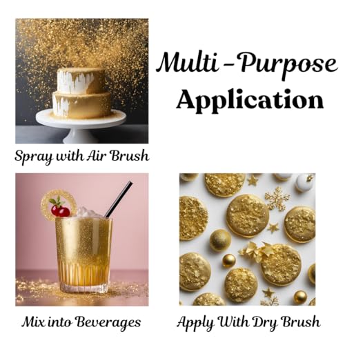 Dazzle Dust Edible Glitter Sprinkles for Cake Decorating, Drinks, Cookie, Icing, Dessert Decorations, Sparkly Luster, Food-Grade, Vegan, Gluten Free, Kosher, Bulk 10g, Gold - Image 3