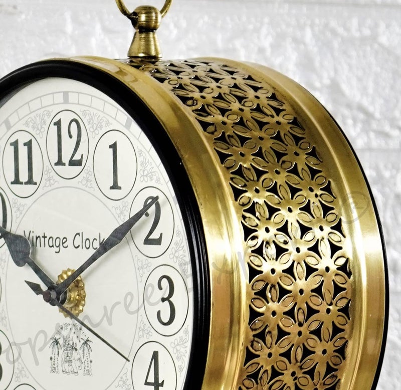 Vintage Clock Handcrafted Double Side Wall Clock 1 Year Warranty / 65560-8-FHR - Image 4
