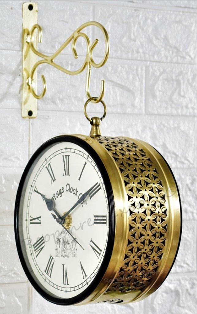 Vintage Clock Handcrafted Double Side Wall Clock 1 Year Warranty / 65560-8-FHR - Image 3