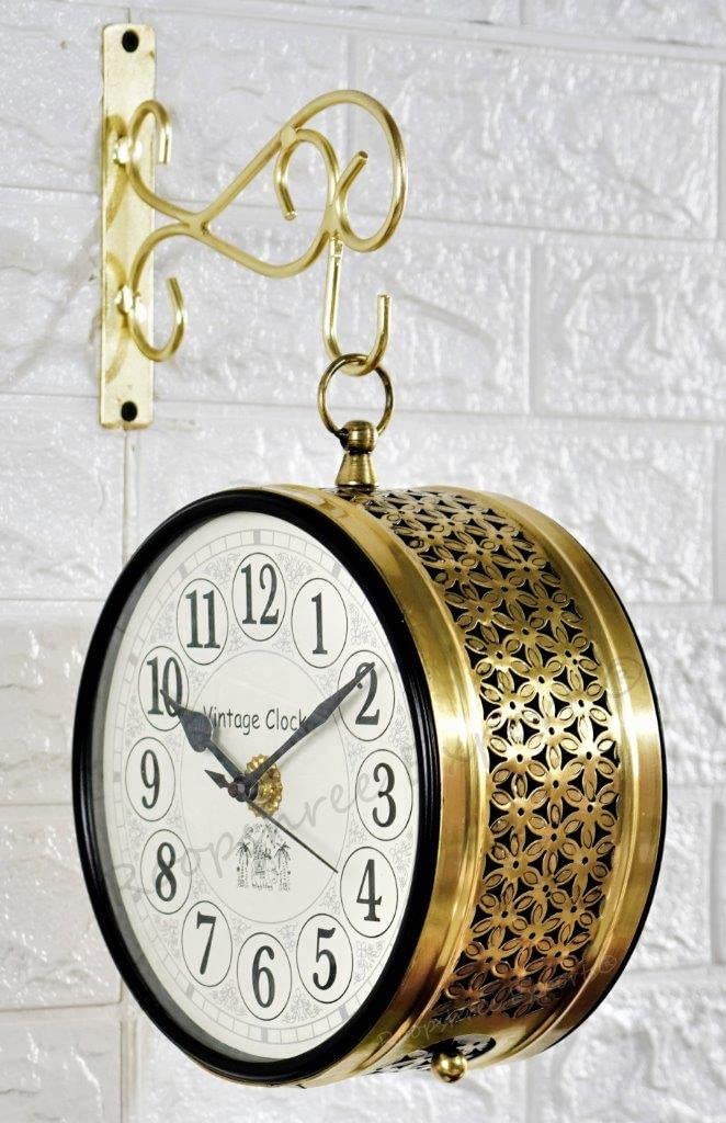 Vintage Clock Handcrafted Double Side Wall Clock 1 Year Warranty / 65560-8-FHR - Image 1