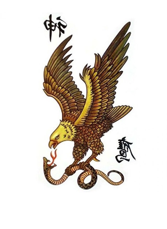 Generic Temporary tattoo in the form of an eagle holding a colorful snake with a distinctive and attractive design  - Image 2