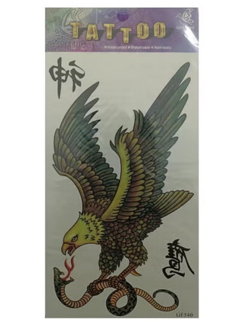 تاتؤ مؤقت علي شكل نسر يحمل ثعبانًا ملونة بتصميم مميز جذاب - Image 3