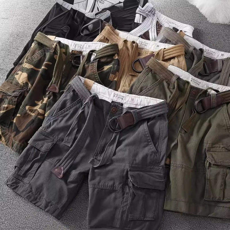 Summer Japanese Army Green Cargo Shorts for Men Army Green  - Image 5