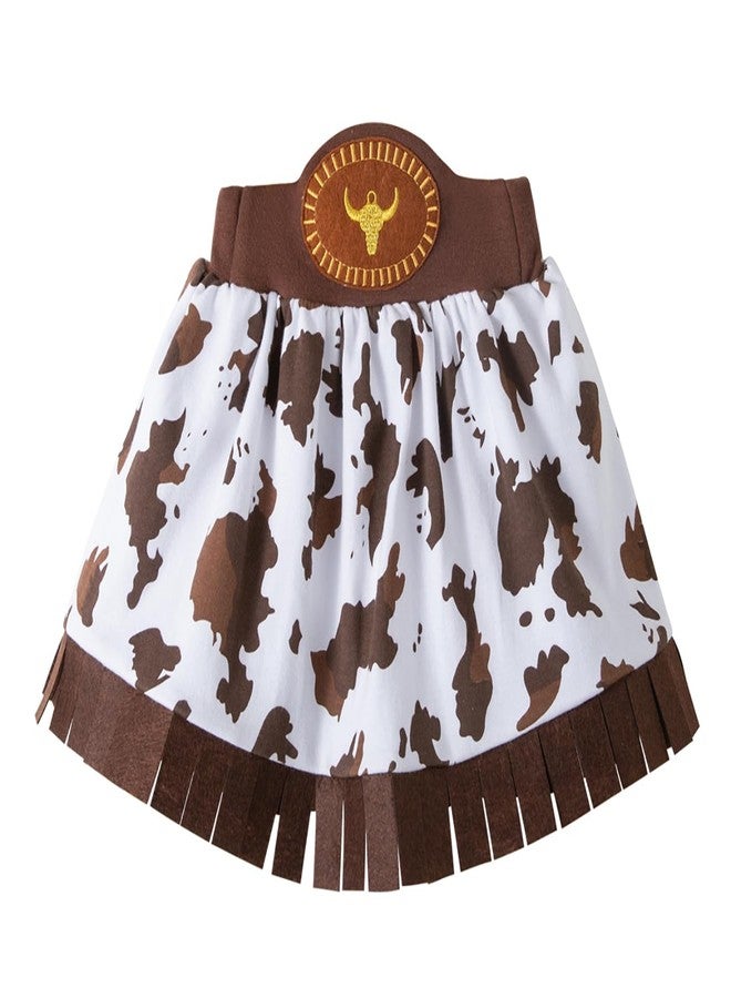 stylesilove Baby Toddler Girls Brown Fringe Vest, Skirt, Bandana and Hat 4pcs Western Cowgirl Clothing Set (Brown, 4-5 Years) - Image 4
