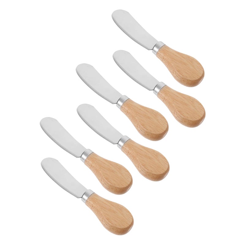 6 Piece Stainless Steel Cheese Spreader Set With Wood Handle For Charcuterie Boards - Image 2