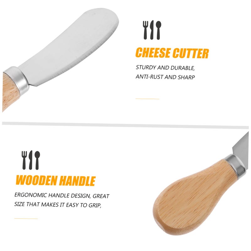 6 Piece Stainless Steel Cheese Spreader Set With Wood Handle For Charcuterie Boards - Image 3