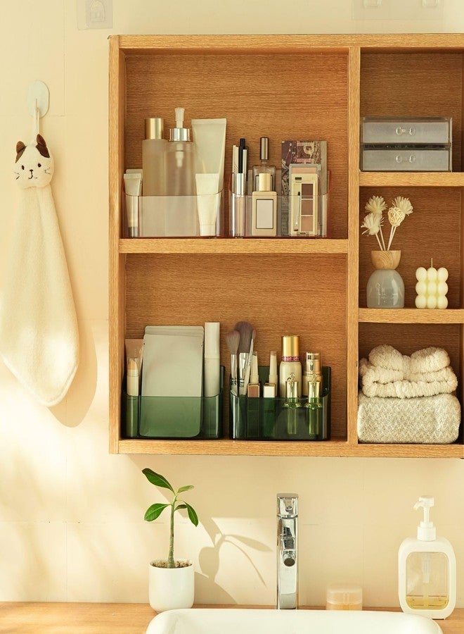 SUNFICON 2 Pack Makeup Trays Organizers Holders Cosmetic Display Cases Tabletop Desktop Vanity Countertop Bathroom Wall Cabinet Medicine Storage Boxes for Womens Ladies Girls Crystal Clear - Image 3