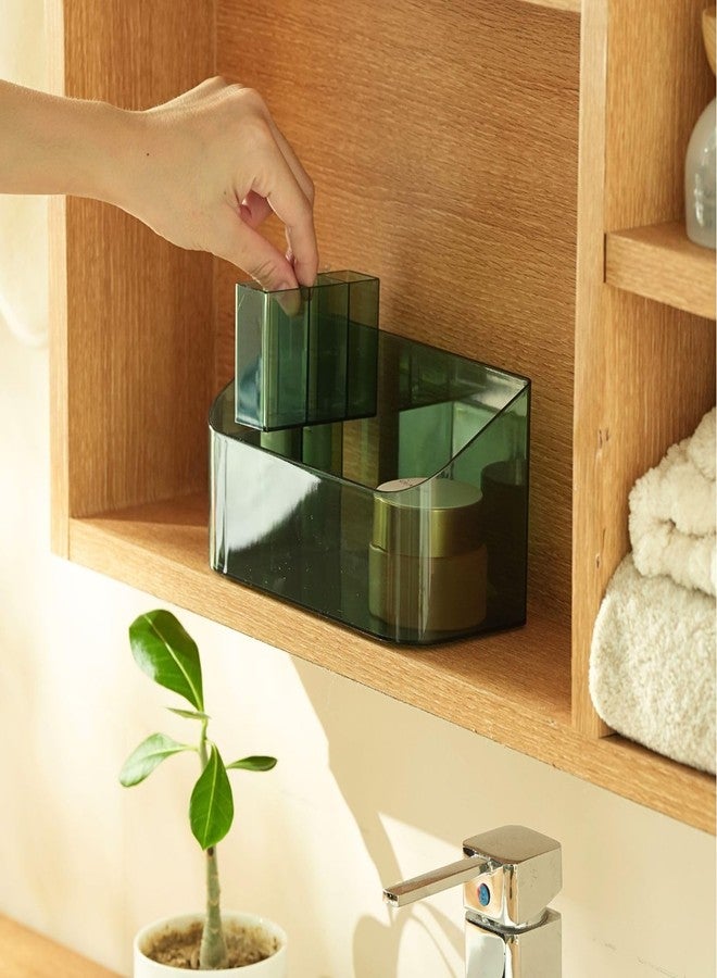 SUNFICON 2 Pack Makeup Trays Organizers Holders Cosmetic Display Cases Tabletop Desktop Vanity Countertop Bathroom Wall Cabinet Medicine Storage Boxes for Womens Ladies Girls Crystal Clear - Image 5