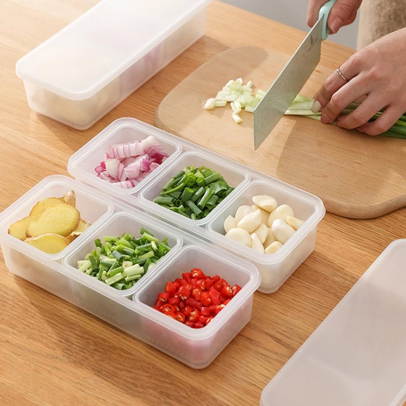 2Pcs Frosted Plastic Food Storage Containers with Lids and Dividers for Fridge Freezer Organizer - Image 5